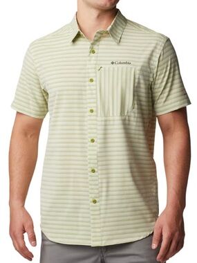 Columbia Twisted Creek Striped Short Sleeve Shirt Men’s Large in Green UPF 30